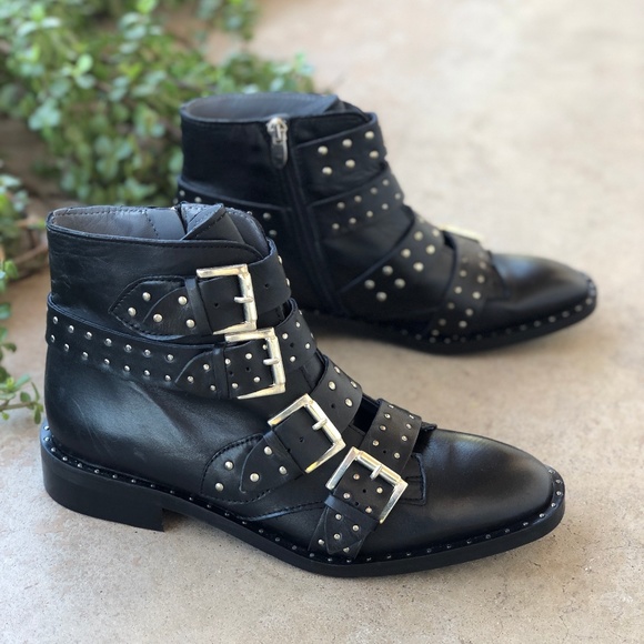 Topshop Shoes - Topshop "Amy" Studded Biker Moto Leather Boots
